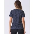 thumbnail image 4 of DARING DIVA V Neck Dots Printed Work Office Blouse Top XL Dark Blue, 4 of 6