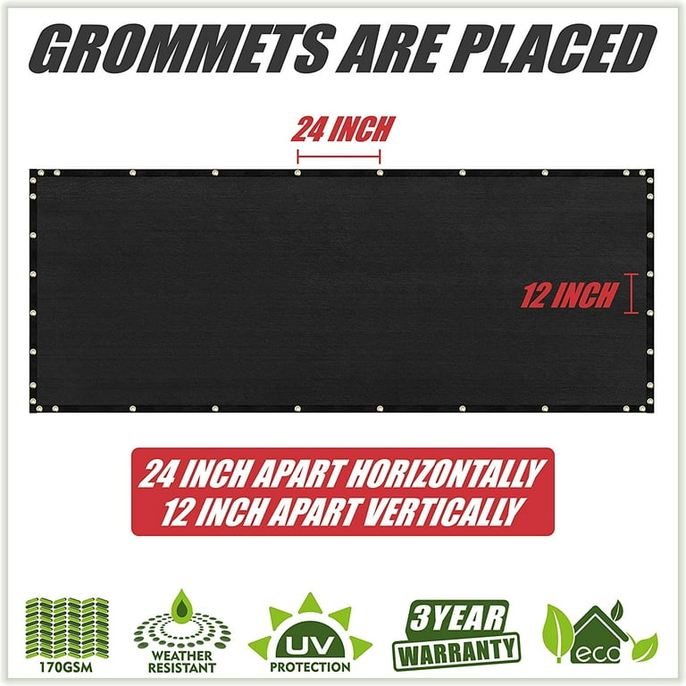 ColourTree 8'x50' Black Fence Privacy Screen, 90% Visibility