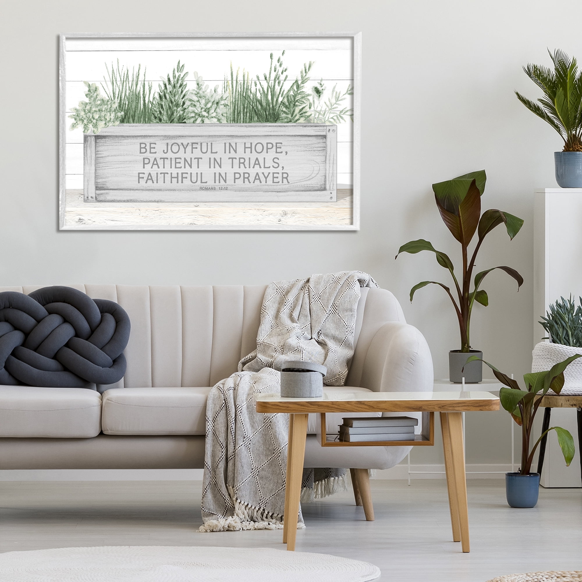 Stupell Industries Be Joyful Flower Box White Framed Giclee Art, design by Janice Gaynor