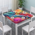 thumbnail image 3 of Colorful Tie Dye Flow Ball Pattern Square Fitted Tablecloth with Elastic Edge,Square Table Cover,Washable Elastic Table Cover for Home Kitchen Party Decor 36"x36", 3 of 6