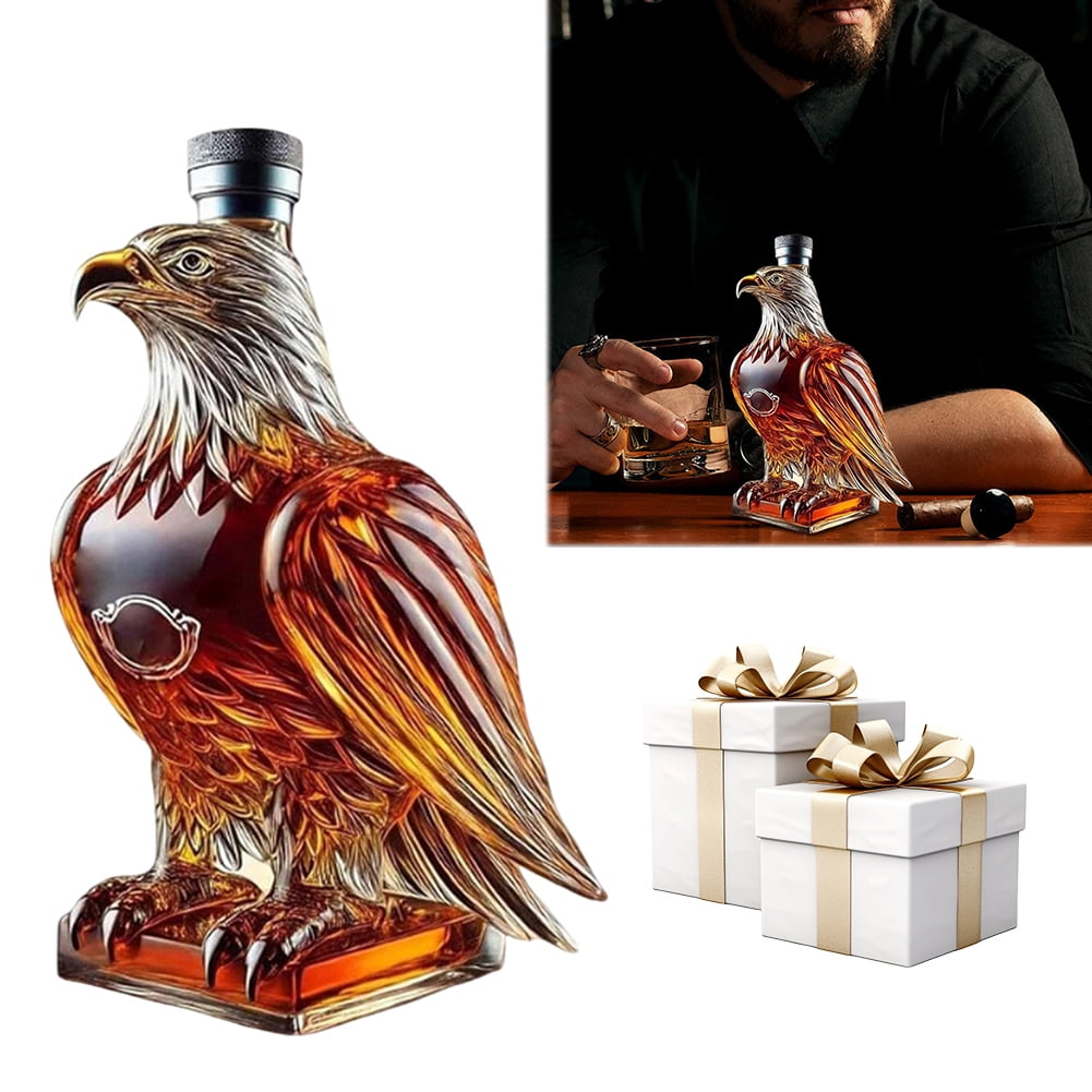 Carafe à Whisky En Verre Motif Aigle - Forme Aigle Chauve - 8x8x13 Cm - Décoration Intérieure Et Cadeau Pour Amateurs De Whisky