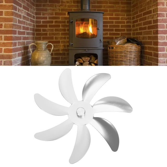 7 Blade Stove Fan Aluminum Alloy Blade, Easy Installation, Universal Replacement For Fireplace Fan