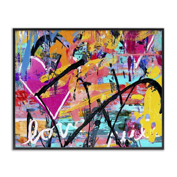 Stupell Industries Eclectic Vivid Love Graffiti Collage Black Framed Giclee Art, 20 x 16, by Madeline Blake