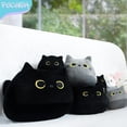 thumbnail image 4 of Almohada de juguete de peluche de gato negro 3D, peluche gordo, almohadas Kawaii diseño en forma de gato decoración de cojín trasero Lumbar, 4 of 4