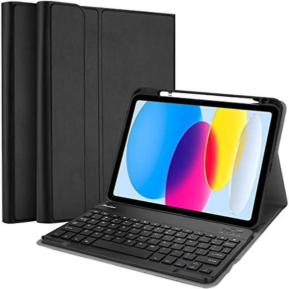 Procase for iPad 11th (A16) 11-inch 2025 / 10th Generation Case with Wireless Keyboard 10.9 inch 2022 -Black