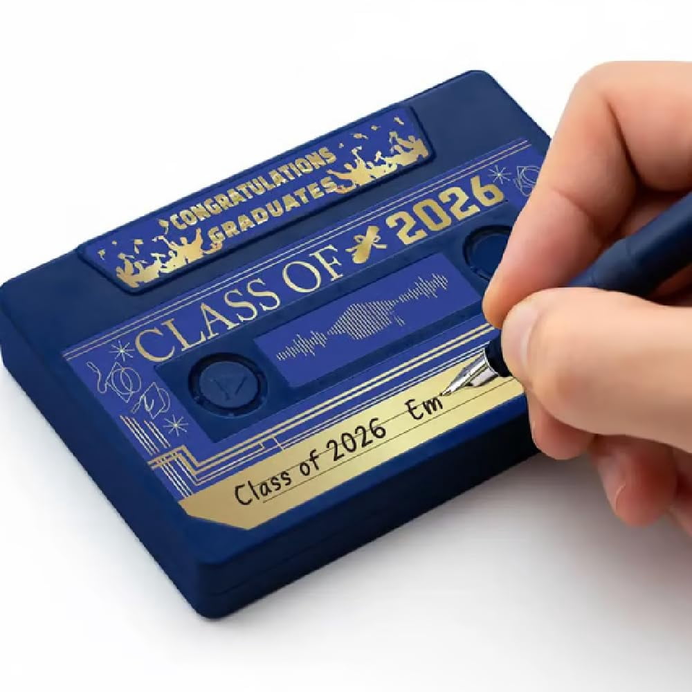 2026 Graduation Voice Recordable Keepsake – Retro Tape Player with 300 Seconds Recording, Talking Greeting Card Gift for Graduates