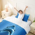 thumbnail image 3 of Castle Fairy Soft Realistic Deep Sea Shark Scene Twin Duvet Cover,Sailboat Sun Ray Blue Ocean Graphic Twin Bedding,Bright Azure,Reversible,2pcs,No Comforter,1 Duvet Cover and 1 Pillowcase, 3 of 6
