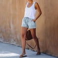 thumbnail image 5 of Nestiefly Womens Lightweight Shorts Casual Baggy Trendy Hot Pants Elastic Waist Drawstring Comfy Shorts with Pockets Light Blue M, 5 of 8