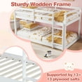 thumbnail image 3 of SESSLIFE Bunk Bed Twin Over Twin, Low Floor Bunk Bed with Guard Rails for Dorm, Small Space, No Box Spring Needed(White), 3 of 7