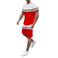 thumbnail image 1 of toraway Autumn Mens Suits 2 Piece Regular Fit Mens Spring Summer Leisure Sports Breathable Absorbing Stitching Printed Short Sleeve Shorts Two Piece Set L, 1 of 4