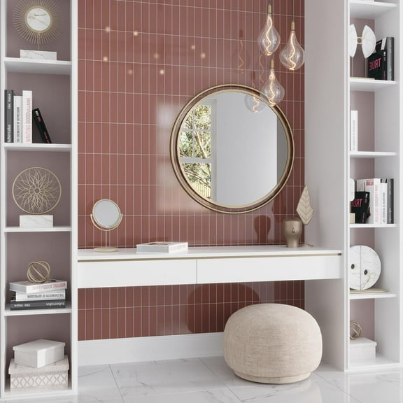 Arte 1.97 in. x 7.87 in. Glossy Red Ceramic Subway Wall and Floor Tile (5.38 sq. ft./case) (50-pack)