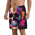 thumbnail image 2 of KLL Colorful Skull Men's Casual Summer Beach Shorts Hawaiian Shorts with Pockets-XX-Large, 2 of 5