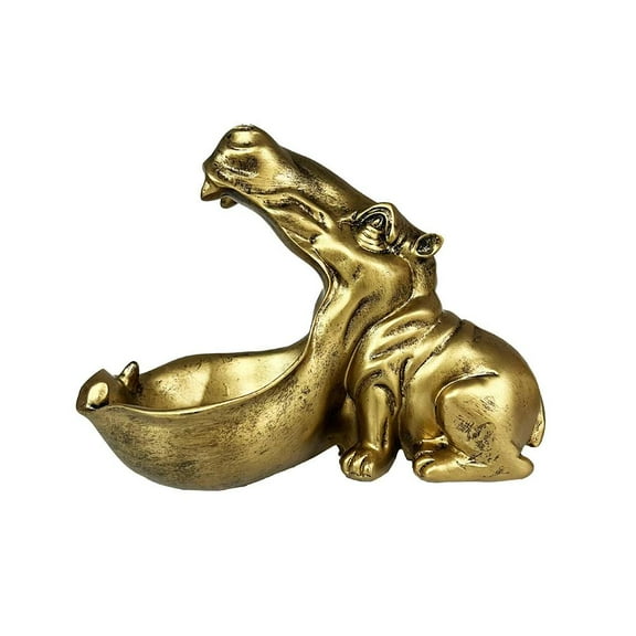 Pekkaxy Hippo Statue Key Bowl,Creativity Big Mouth Hippo Candy Dish,Hippo Statues Figurines Bowl,Large Entrance Candy Scu Mouth Keys