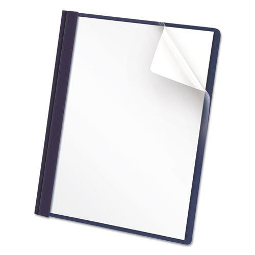 Clear Front Report Cover, Tang Fasteners, Letter Size, Dark Blue, 25