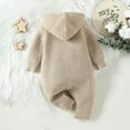thumbnail image 3 of Frostluinai Baby Girls' Knitting Jumpsuit New Born Baby Button Down Winter Sweater Toddler Lined Onesie Pajamas Warm Hooded Romper Pram for Infant, 3 of 9