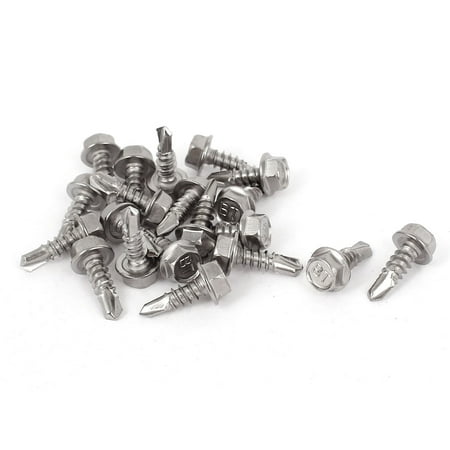 Uxcell M4.2x13mm Stainless Steel Hex Head Self Drilling Tapping Screws 17mm Long