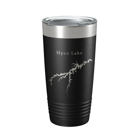 

Hyco Lake Map Tumbler Travel Mug Insulated Laser Engraved Coffee Cup North Carolina 20 oz Black