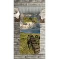 thumbnail image 3 of Ambesonne Wagon Wheel Quilted Bedspread Set 2 Pcs, Prairie Cart, Twin Size, Green Brown Grey, 3 of 3