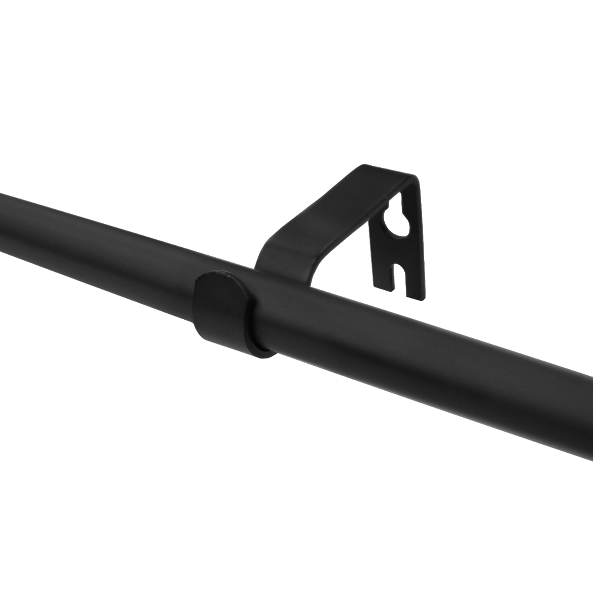 Lumi 5/8" Single Drapery Curtain Rod Set with Scroll Finials, Black, 28"-48"