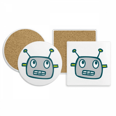 

Universe And Alien Gray Robot Coaster Cup Mug Holder Absorbent Stone Cork Base Set