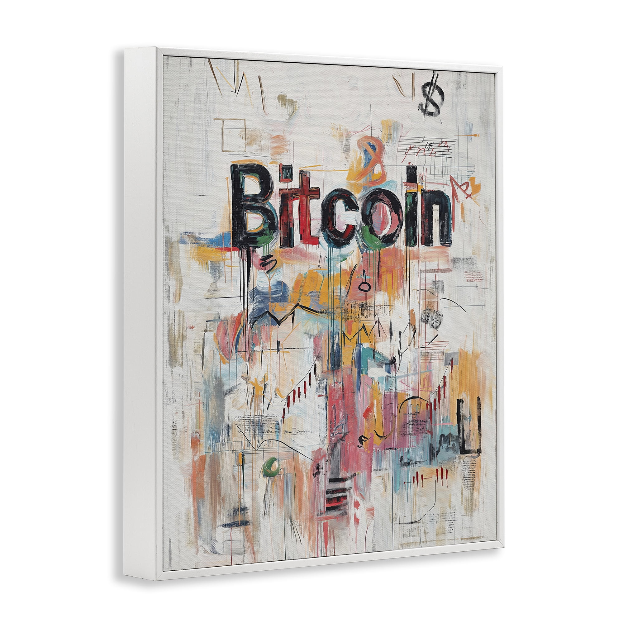 Stupell Industries Digital Currency Abstract Collage White Framed Giclee Art, design by Svetlana Aleynikova