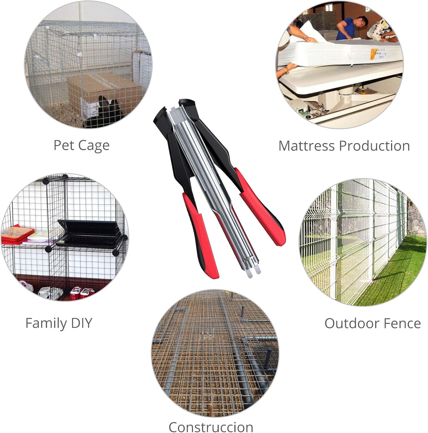 Proster C7 Hog Ring Gun Hog Ring Plier - Auto Feed Fence Fencing Nailer Plier with 2500 Hog Rings Galvanised Steel