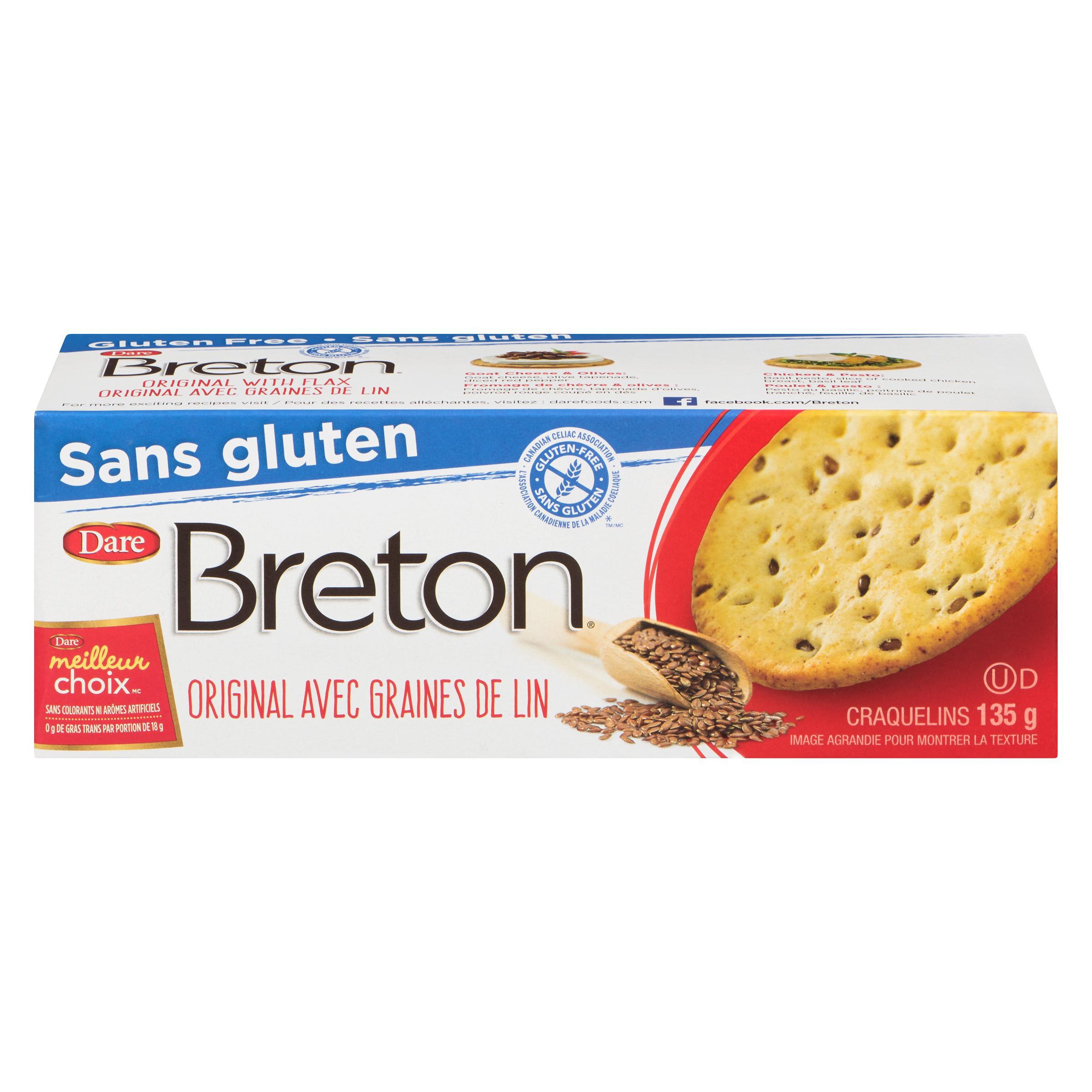 Breton Gluten Free Original with Flax Crackers, Dare, 135 g