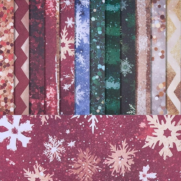 12 Sheets Scrapbook Paper Winter Snowflake Stripes 6x6in Scrapbooking Red Paper Art Journal Decor for Planner Wrapping Folded Card Making Supplies Gift Cardstock DIY Craft Photo Album