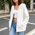 thumbnail image 5 of Zip Up Hoodie Women Oversized Sweatshirts 2026 Fall Fashion Jacket Thick Warm Coat Winter Clothing White L, 5 of 7