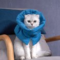 thumbnail image 2 of Soft & Lightweight Polyester Cat Cone Collar - Adjustable Drawstring Scarf Style, Anti-Lick Wound Protection for Post-Surgery, Warm for Cold Weather, Light Blue/Royal Blue, S/M Sizes (YA001K011#), 2 of 6
