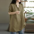 thumbnail image 4 of Oversized Tshirts Shirts for Women V Neck Cotton Linen Summer Tops for Women 2024 Trendy Loose Fit Plus Size Blouses, 4 of 7