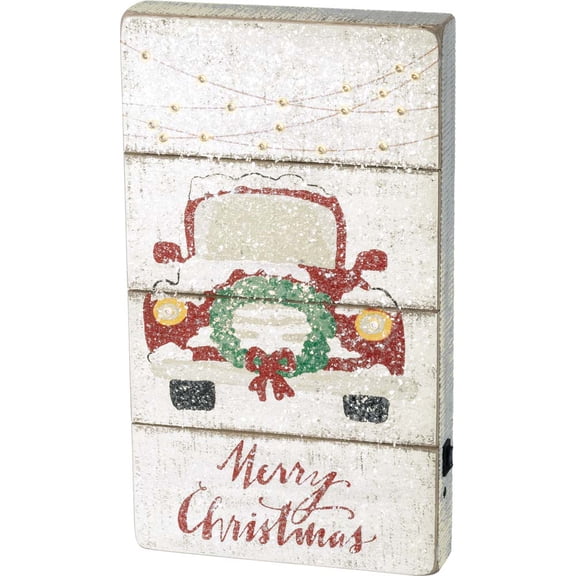 Primitives LED Slat Box Sign - Merry Christmas