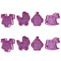 OFFIGAM 2 Sets 8Pcs Cookie Cutters 3D Baby Theme Patterns Plastic Baking Molds For Home Bakers