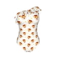 thumbnail image 4 of Yiaed Funny Corgi Print Women One Piece Swimsuits Tummy Control One Shoulder Bathing Suits Pattern Ruffle Swimwear-Large, 4 of 8