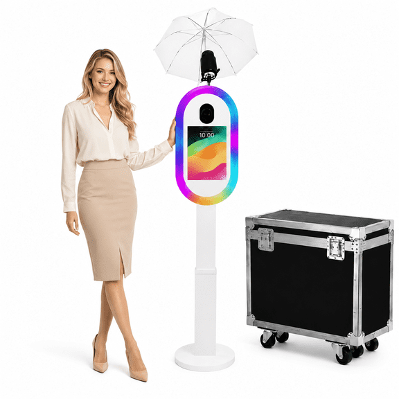 Fantasyview DSLR iPad Photo Booth Machine, Metal Enclosure, with Flight Case, for Weddings and Events
