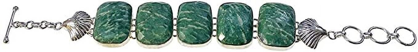 Tibetan Silver Amazonite Gemstone Bracelet for Women – Handmade 925 Silver Plated Designer Jewelry for Party & Fashion