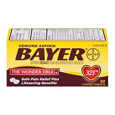 Bayer Genuine Aspirin 325mg Pain Reliver/Fever Reducer Tablets, 50 Ea, 6 Pack