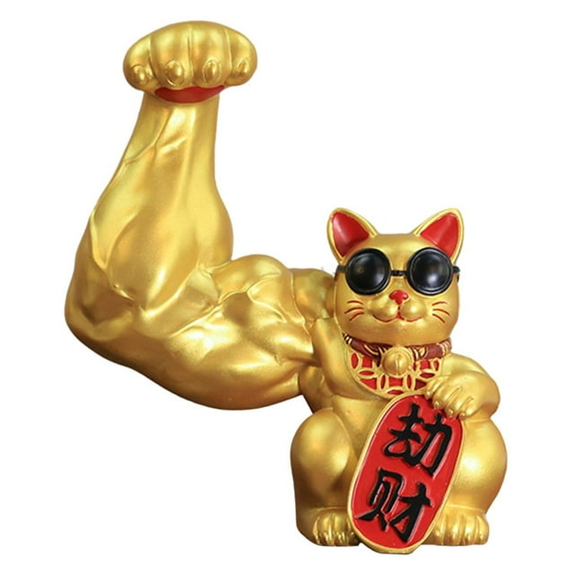 Fuertes y grandes pata de gato saludando hacia arriba, dando la bienvenida al gato, decoración Feng Shui para el coche y la oficina. robo de oro