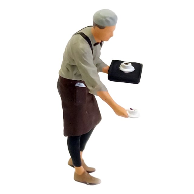 1/64 personas cafetería camarero camarera pesebre muñeca callejera estación de tren coleccionable - Café camarero marrón Camarero Camarero SM SunniMix Figuras de muñecas en miniatura