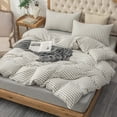 thumbnail image 2 of Pure Era Jersey Knit Duvet Cover Set 3pc Comfy Bedding Set(Grey & White Stripe, King), 2 of 6