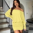 thumbnail image 6 of LWavelet Women's Off-the-Shoulder Batwing Sleeve Bodycon Mini Dress for Party & Club Wear Yellow L, 6 of 6