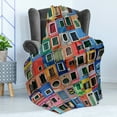 thumbnail image 4 of Architecture Soft Flannel Fleece Blanket, Various Burano Windows Venetian Venice Doors Repetition Historical Feels, Cozy Plush for Indoor and Outdoor Use, 60" x 80", Coral and Blue, by Ambesonne, 4 of 5