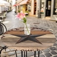 thumbnail image 6 of Texas Star Vintage Round Tablecloth for 45-54 Inch Tables, Fitted Table Cover with Elastic Edge, Berry Dark Brown Wooden Waterproof Outdoor Table Cloth Protector for Patio Garden Dinner Picnic, 6 of 9