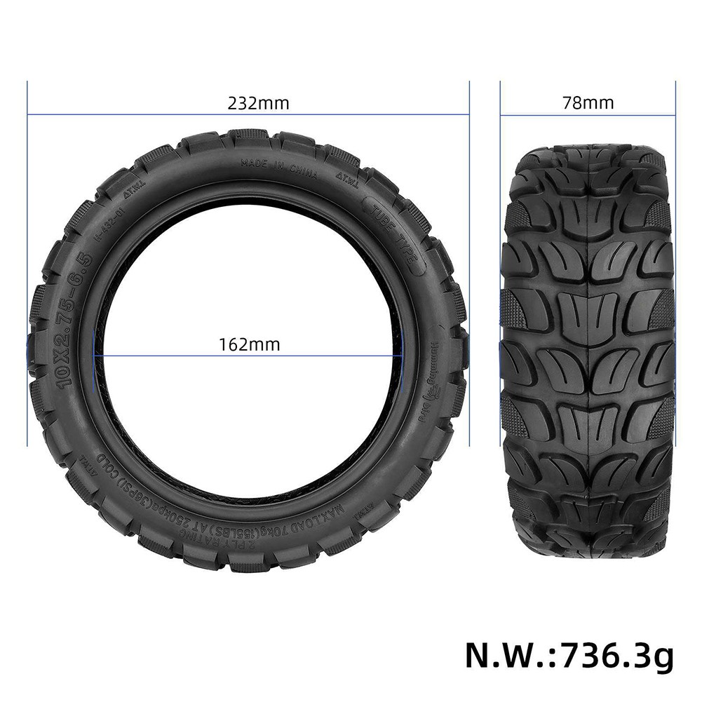 10x2.75-6.5 Tubeless Tire For Electric Scooters - Off-Road Replacement Tire