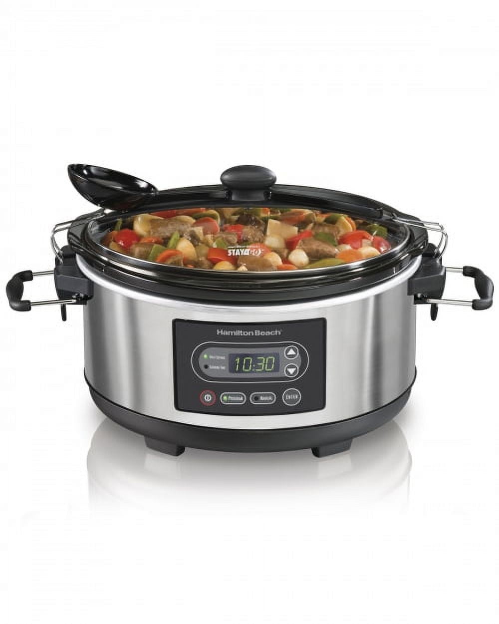 Hamilton Beach 33965 Stainless Steel Stay or Go 6 Qt. Programmable Slow  Cooker 