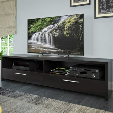 Atlin Designs TV Stand in Black Faux Wood Grain (The Best Tv Stand Designs)