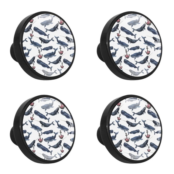 4 Pcs Whale Knobs for Kitchen Cabinet Cupboard Dresser Bookcase Drawer Pulls Handles Round Home Decor