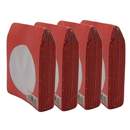 Paper Sleeve Flap Clear Window BestDuplicator Red Cd/Dvd Paper Media Sleeves Envelopes with Flap and Clear Window (400 Sleeves) ()