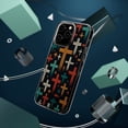 thumbnail image 4 of DistinctInk Hybrid (Acrylic / TPU) Clear Slim Fit Case for Apple iPhone 14 Pro (6.1" Screen) - "Vibrant Crosses on Solid Black: A Modern Symbolic Pattern", 4 of 8