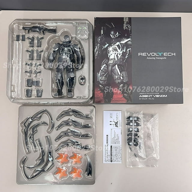 New Venom Revoltech Amazing Yamaguchi 2 Figures Agent Venom Anime Figure White Version Model Eugene Thompson Revoltech Toy Gifts